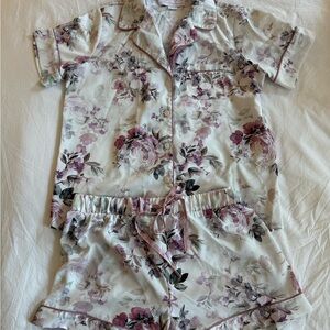 Birdy Grey Floral Pajama Set - Size Small - Dusty Pink Peonies